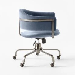 Stretta Blue Velvet Office Chair -Cb2 StrettaBlueMtlOffcChairSDSSS22