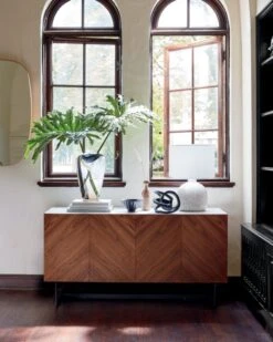 Suspend Marble And Brown Walnut Wood Media Console -Cb2 SuspendIIMediaConsoleJN19