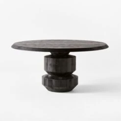 Sylvie Round Black Wood Dining Table -Cb2 SylvieBlkWdDnngTableSOSSS22