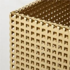 Tegan Perforated Brass Metal Storage Basket Small -Cb2 TeganBrassPrfrtdBasketAV2SHS23
