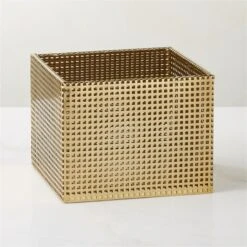 Tegan Perforated Brass Metal Storage Basket Small