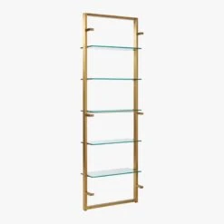 Tesso Brass Metal Wall Mount Bookshelf -Cb2 TessoBrushedBrassBookcs3QBS20