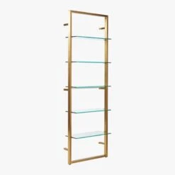 Tesso Brass Metal Wall Mount Bookshelf -Cb2 TessoBrushedBrassBookcs3QS20