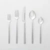 20-Piece Tilt Brushed Silver Flatware Set 2 20-Piece Tilt Brushed Silver Flatware Set -Cb2 TiltBrushedSilverFltwr20PcSSHF20