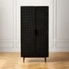 Trace Black Wire Bookcase -Cb2 TraceBlkMeshDoorBookcaseSHF20