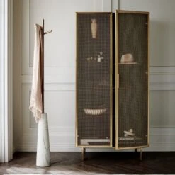 Trace Brass Wire Bookcase 14 Trace Brass Wire Bookcase -Cb2 TraceBrassWireMeshFB21 1x1