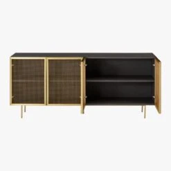 Trace Brass Wire Mesh Credenza 16 Trace Brass Wire Mesh Credenza -Cb2 TraceBrssMeshDrMediaCrdnzAVS18