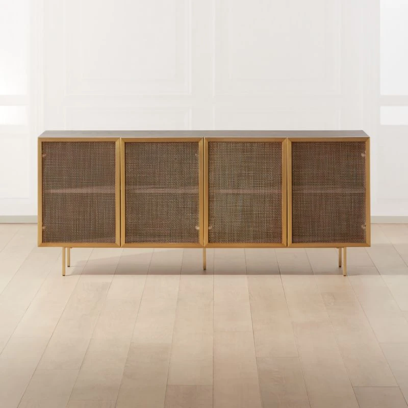 Trace Brass Wire Mesh Credenza 3 Trace Brass Wire Mesh Credenza