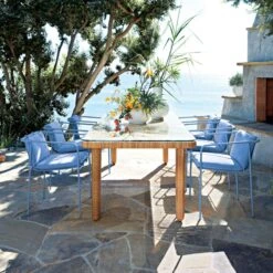 Navene Blue Outdoor Dining Armchair -Cb2 TrettoFauxRattanDiningAP21 1x1