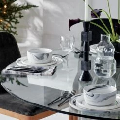 Swirl Black And White Dinner Plate -Cb2 TripleDiningTableROundOC20 1x1