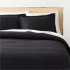 Valencea Organic Cotton Ribbed Black Duvet Cover And Pillow Shams -Cb2 ValenceaRdOgCtnBkFQDvtCvSHF23