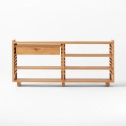 Ventura White Oak Console Table -Cb2 VenturaNtchdShrtBkshlfAV3SSS22