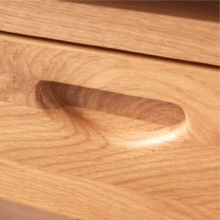 Ventura White Oak Console Table -Cb2 VenturaNtchdShrtBkshlfAV4SSS22