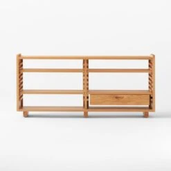 Ventura White Oak Console Table -Cb2 VenturaNtchdShrtBkshlfSOSSS22