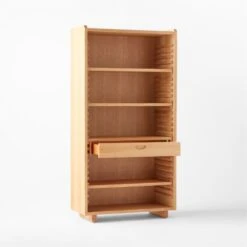 Ventura White Oak Bookcase -Cb2 VenturaNtchdTallBkshlf3QAVSSS22