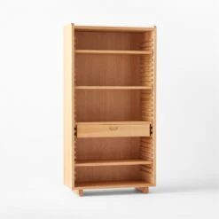 Ventura White Oak Bookcase -Cb2 VenturaNtchdTallBkshlf3QSSS22