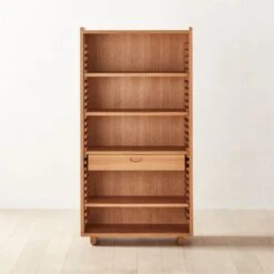 Ventura White Oak Bookcase -Cb2 VenturaNtchdTallBkshlfSHS22