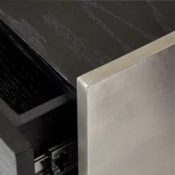 Vestry Black Oak Wood And Metal Nightstand With Drawer -Cb2 VestryMtlNBlkNightstandAVSSF22