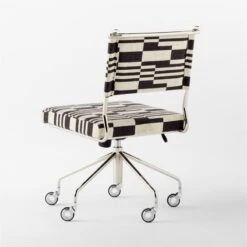 Vicino Black And White Patterned Upholstered Office Chair -Cb2 VicinoPatternedChair3QBSSS23