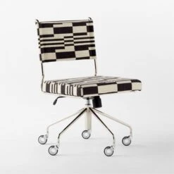 Vicino Black And White Patterned Upholstered Office Chair -Cb2 VicinoPatternedChair3QSSS23