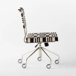 Vicino Black And White Patterned Upholstered Office Chair -Cb2 VicinoPatternedChairSDSSS23