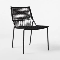 Virve Black Rope Outdoor Dining Chair 14 Virve Black Rope Outdoor Dining Chair -Cb2 VirveBkSSDnngChairBkRp3QSSS22 1