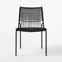 Virve Black Rope Outdoor Dining Chair 13 Virve Black Rope Outdoor Dining Chair -Cb2 VirveBkSSDnngChairBkRpSOSSS22 1