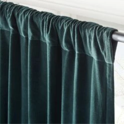 Dark Green Organic Cotton Velvet Window Curtain Panel 48"x84'' -Cb2 VlvtDkGnOrgCtnCrtn96PnlAV2SHF23