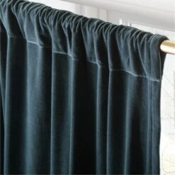 Dark Teal Organic Cotton Velvet Window Curtain Panel 48"x84'' 9 Dark Teal Organic Cotton Velvet Window Curtain Panel 48"x84'' -Cb2 VlvtMgcFtOrgCtnCrtn96PnlAV2SHF23