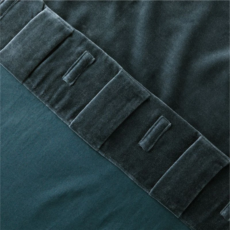 Dark Teal Organic Cotton Velvet Window Curtain Panel 48"x84'' 7 Dark Teal Organic Cotton Velvet Window Curtain Panel 48"x84'' - Image 5