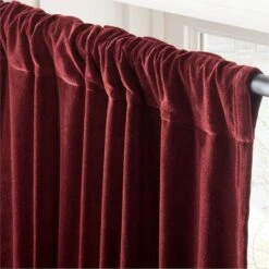 Red Organic Cotton Velvet Window Curtain Panel 48"x84'' 9 Red Organic Cotton Velvet Window Curtain Panel 48"x84'' -Cb2 VlvtRedOrgCtnCrtn96PnlAV2SHF23
