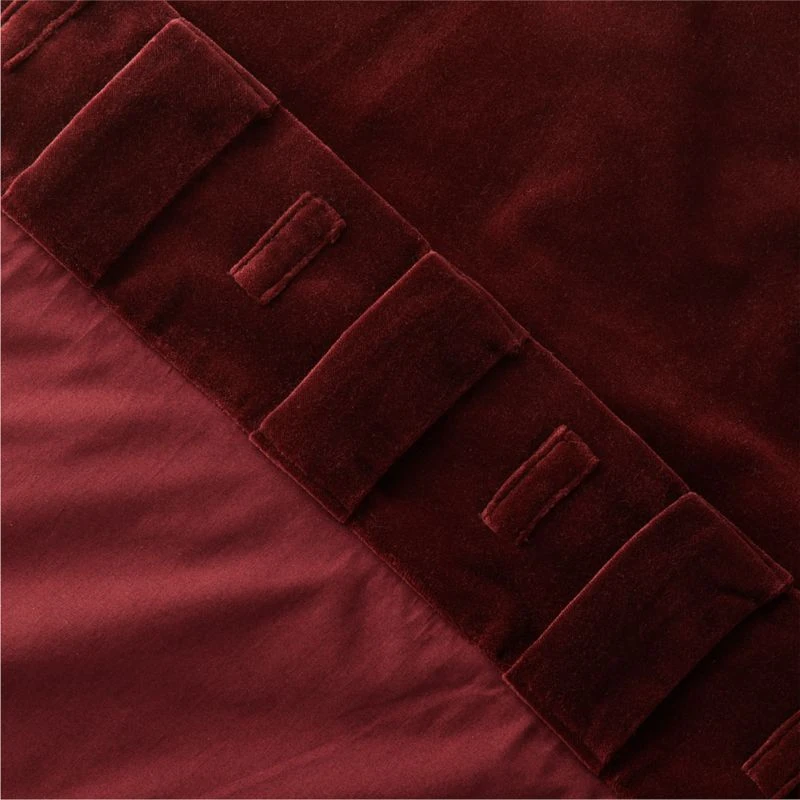 Red Organic Cotton Velvet Window Curtain Panel 48"x84'' 7 Red Organic Cotton Velvet Window Curtain Panel 48"x84'' - Image 5