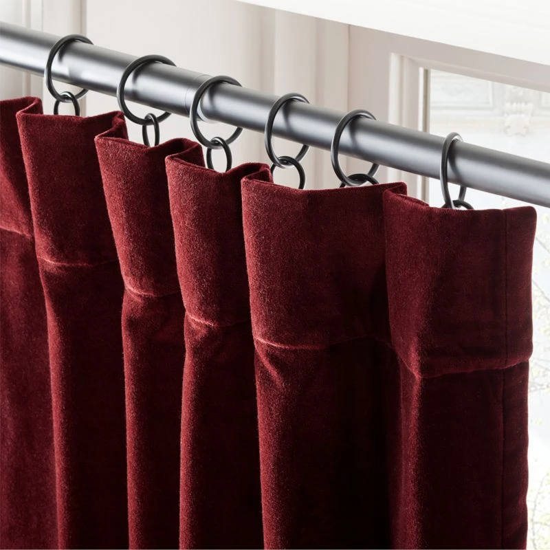 Red Organic Cotton Velvet Window Curtain Panel 48"x84'' 4 Red Organic Cotton Velvet Window Curtain Panel 48"x84'' - Image 2