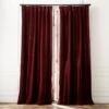 Red Organic Cotton Velvet Window Curtain Panel 48"x84'' -Cb2 VlvtRedOrgCtnCrtn96PnlSHF23