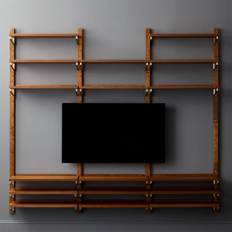 Walnut Modular Triple Shelf 88" 7 Walnut Modular Triple Shelf 88" - Image 5