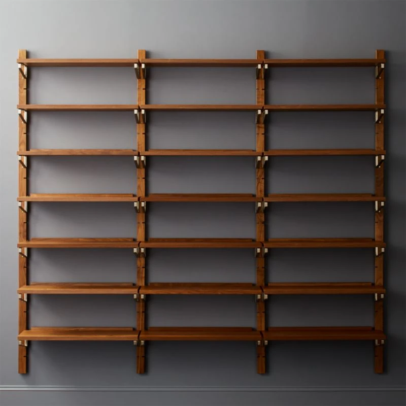 Walnut Modular Triple Shelf 88" 3 Walnut Modular Triple Shelf 88"