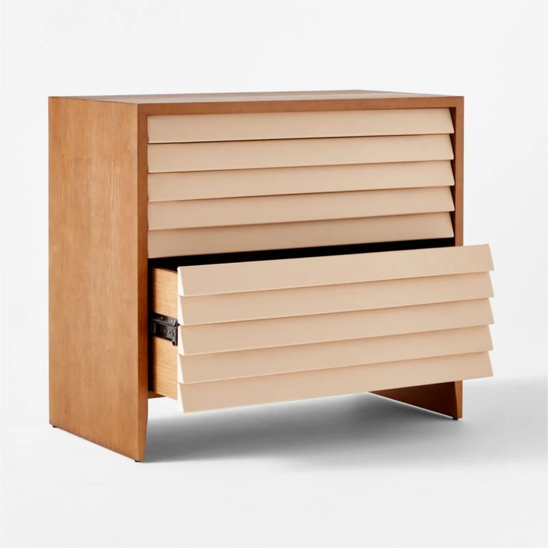 Wane Wood 2-Drawer File Cabinet With Vegan Leather Drawers 6 Wane Wood 2-Drawer File Cabinet With Vegan Leather Drawers - Image 4