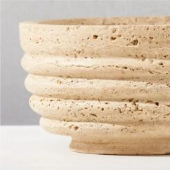Beige Travertine Citronella Candle -Cb2 WhiteTrvrtnCtrnllCandleAVSHS23