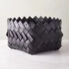 Willa Woven Black Leather Storage Basket Small -Cb2 WillaBkLthrWovenBasketSmSHF22