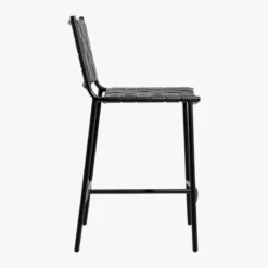Woven Black Leather Counter Stool -Cb2 Woven24inBkLthrCntrStoolSDS19
