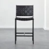 Woven Black Leather Counter Stool