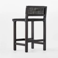 Wrapped Black Leather Counter Stool -Cb2 WrppdLthrBlkCounterStool3QBSSS23
