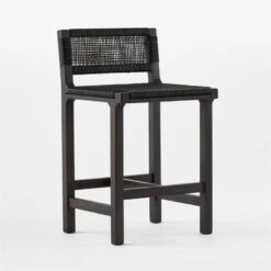 Wrapped Black Leather Counter Stool -Cb2 WrppdLthrBlkCounterStool3QSSS23