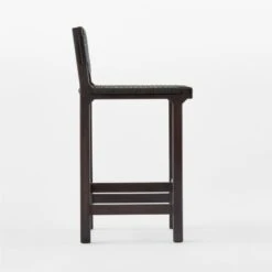 Wrapped Black Leather Counter Stool -Cb2 WrppdLthrBlkCounterStoolSDSSS23