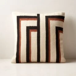 Zea Woven Sienna Brown Alpaca Wool-Blend Throw Pillow With Down-Alternative Insert 18''