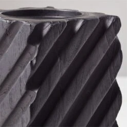 Zeke Blackened Teak Pillar Candle Holder Small -Cb2 ZekeBkdTeakPllrHolderLrgAVSHS23