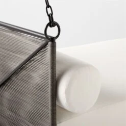 Zora Black Rattan Outdoor Hanging Daybed With White Sunbrella® Cushions -Cb2 ZoraHangingDaybedAVSSS23