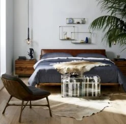 Drommen Acacia Wood Platform Queen Bed With Leather Headboard 15 Drommen Acacia Wood Platform Queen Bed With Leather Headboard -Cb2 drommenacaciakingbedACJN18