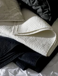 Triangle Black Coverlet And Shams -Cb2 marbleizedbeddingJN18