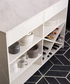 White Marble Kitchen Island -Cb2 marbletopislandav2JN18